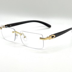 Mens Sunglasses Small Rectangular Hip Hop Rapper Gold Clear Lens Square Rimless
