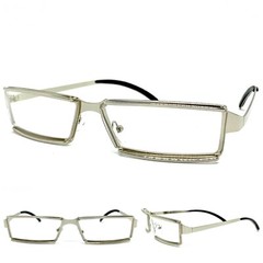 Men Classy Elegant Modern Contemporary Clear Lens Eye Glasses Silver Metal Frame