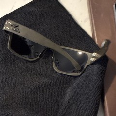 Gatorz Delta Square Sunglasses Gray Metal Frame Gray Tinted Plastic Lens Case
