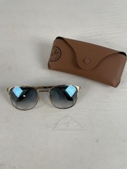 Very Good Ray-Ban Signet Sunglasses, Polished Arista Gold Frame, Light Blue Grad