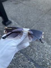 Cartier Big C Diamond Cut Purple Frameless Lens with Gold Frame