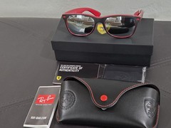 Ray-Ban RB2132M Scuderia Ferrari Matte Black on Red/Silver Sunglasses