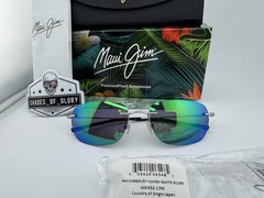 MAUI JIM NANEA MJ 332-17M MATTE SILVER W/ GREEN POLARIZED RIMLESS SUNGLASSES NEW