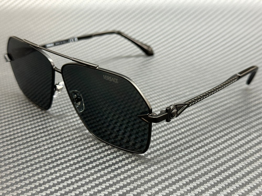 VERSACE VE2284 143687 Matte Black Grey Men’s 63 mm Sunglasses
