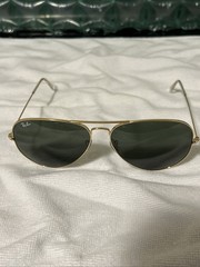 Ray-Ban RB3026 Aviator Sunglasses Gold Metal Frame Green Tinted Glass 136mm