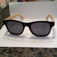 Men’s Lightweight Black Wood Square Sunglasses UV400 Plastic Frame