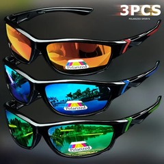 3 Pairs Polarized Sports Sunglasses Men Vintage Fishing Running Cycling UV400 Lo