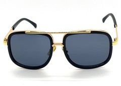 Men Fashion Sunglasses Oversized Square Gold Flat Top Frame Hip Hop Fancy Black