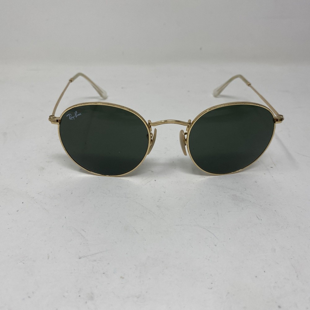 Ray-Ban ROUND RB3447 001 Gold W/ Green Glass G15 50-21 Sunglasses 389C