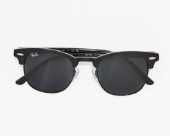 Ray-Ban Sunglasses RB3016 Clubmaster Marble Black Frame Dark Grey Lenses 51mm