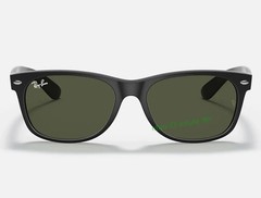 Ray-Ban New Wayfarer RB2132 Sunglasses 55mm Matte Black/Green Lens G-15