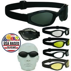 Fold Up Motorcycle Riding Biker Goggle Strap Sky Diving Dark Clear Yellow Lens