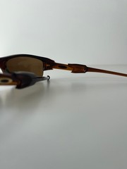 Oakley Flak 12-901 Sunglasses 63-14 smaller Rootbeer plastic frame w/ gold logos