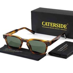 CATERSIDE Retro Square Sunglasses Men Punk Small Frame Brand Designer Sun