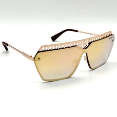 QUAY Australia Shield Sunglasses Hall Of Fame Gold Brown Frame & Mirrored Lens