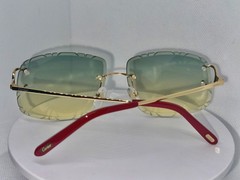 Cartier CT0092O Rimless Sunglasses Gold Big C Custom Diamond Cut Lens