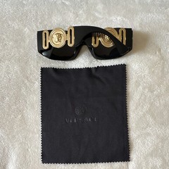 Versace Unisex “Biggie” Black Sunglasses with Gold Medusa