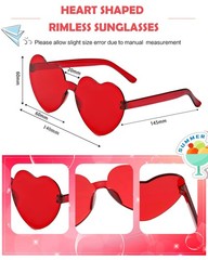 20 Pairs Heart Sunglasses for Women, Colorful Rimless Fun Heart Glasses for W…