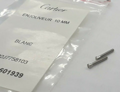 1 pair Cartier Enjoliveur 10 mm Blanc Silver screws NEW