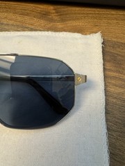 Cartier Santos CT0462S 002 Silver Navigator Aviator Sunglasses Blue Polarized