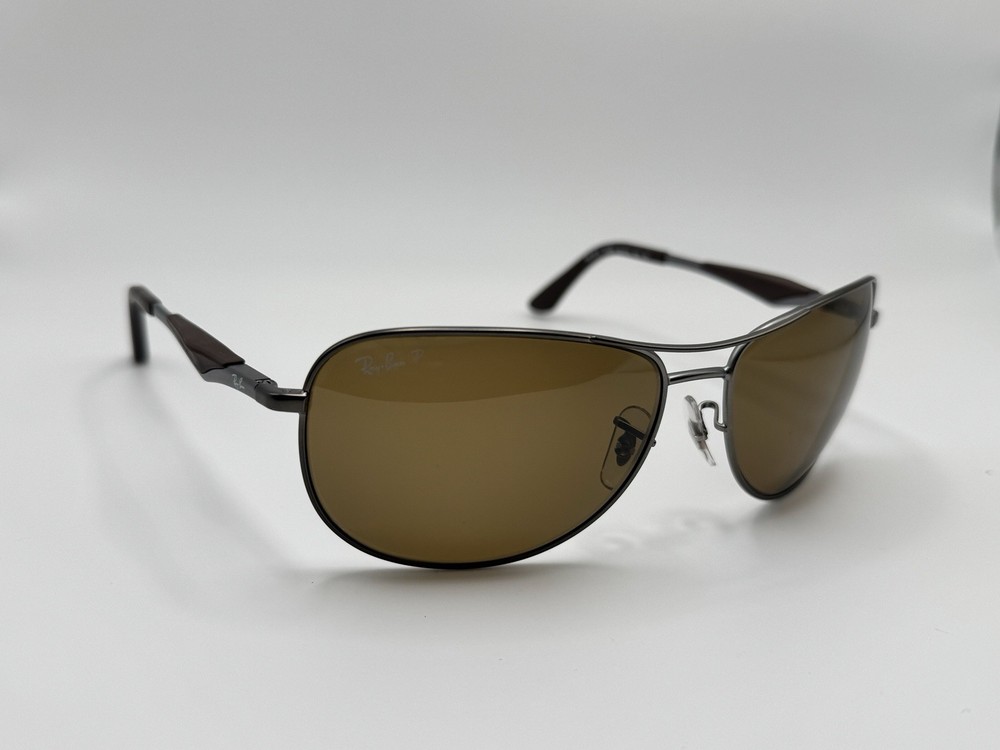 Ray Ban RB3519 029/83 Gunmetal/Silver/Brown Polarized Lens Sunglasses READ DISCR
