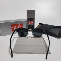 Ray-Ban RB3016 Sunglasses Clubmaster Classic Black Frame Glass Black Lens51-21mm