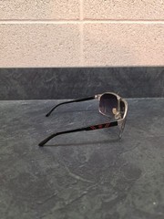 Khan Sunglasses KN-1027 CE Made In China Silver Metal Black Frames