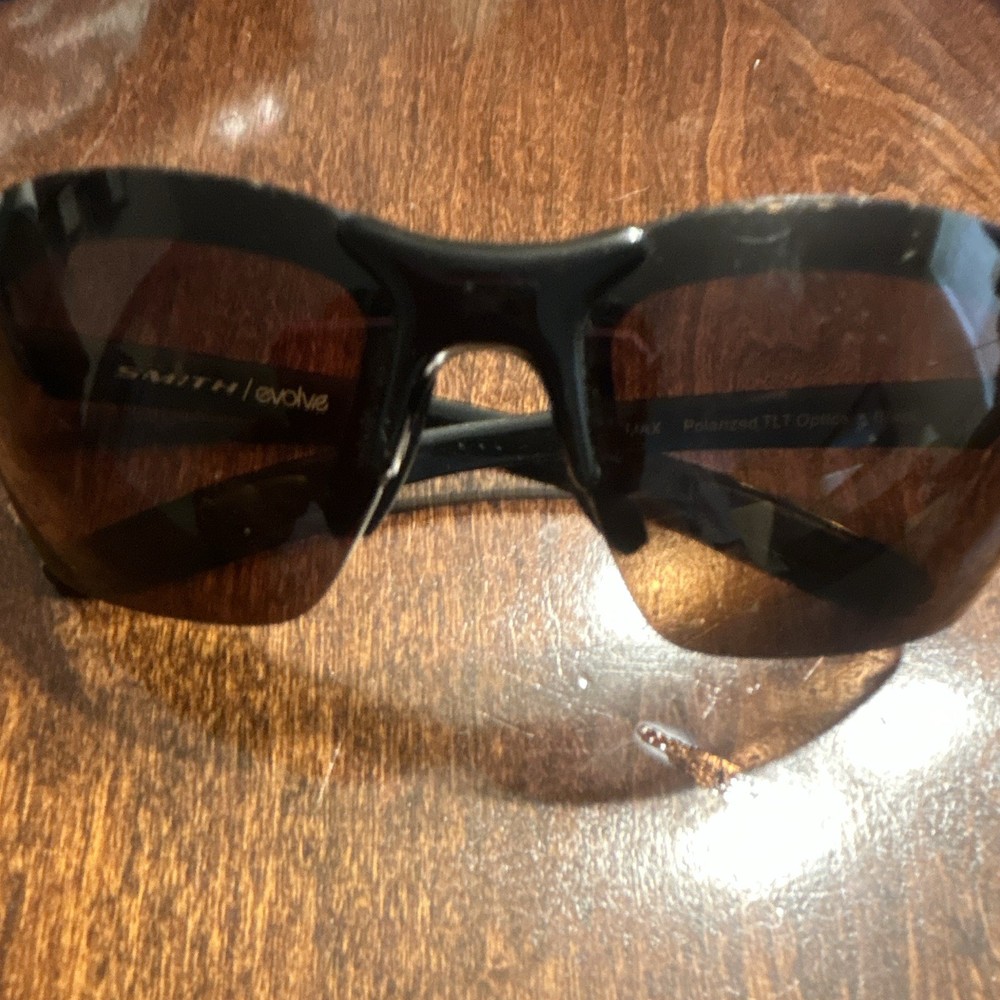 Smith Evolve Men’s Wrap Sunglasses Black Plastic Frame Polarized Brown Lens