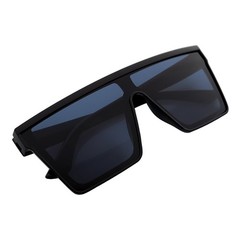 EDGE – Flat Top Rimless Rectangle Sunglasses Gloss Black Dark Smoke Tint
