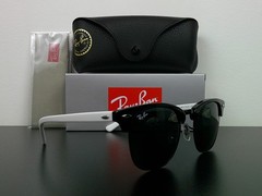 Ray-Ban RB3016 Clubmaster Classic Sunglasses Black/White 51mm Never Worn
