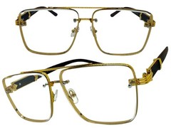 Classy Vintage Retro Hip Hop Clear Lens Slight Tint SUNGLASSES Square Gold Frame