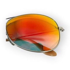 Ray-Ban RB3362 Cockpit Aviator Sunglasses Unisex Silver Orange Mirrored W/ Case