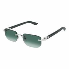 CARTIER CT0622S 003 Silver Green Green Gradient Lens Unisex Sunglasses AUTHENTIC