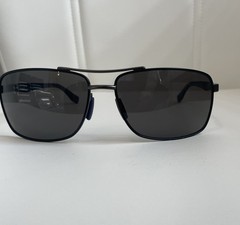 HUGO BOSS BOSS 0697/P/S Polarized Rectangle Sunglasses Black/Gray Metal 135mm