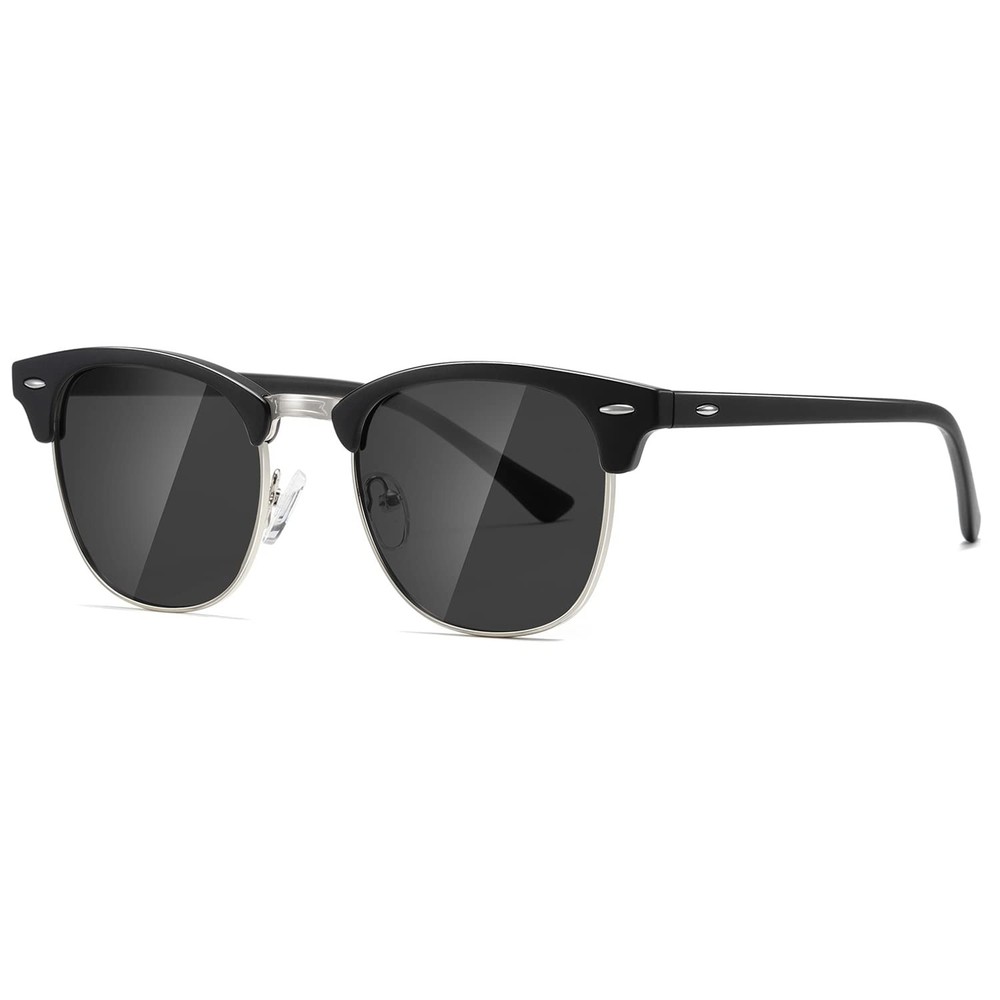 Retro Polarized Semi Rimless Sunglasses Men Women Browline UV Protection