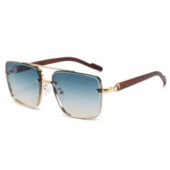 Men’s Metal Sunglasses Square Half Frame Rice Nails Casual Trend Personality