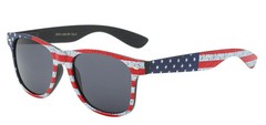 American Flag Sunglasses Comfort Spring Hinge Black Frame USA Theme Gray Lens