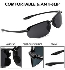 Sports Polarized Sunglasses for Men Women Tr90 Rimless Frame for Running Fish…