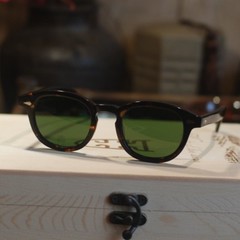 Vintage Johnny Depp green sunglasses men’s tortoise glasses green glass lens L