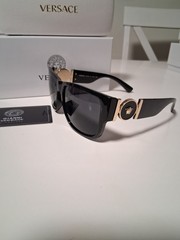 Versace Men’s Square Sunglasses Full Rim Black Plastic Frame Gray Tinted