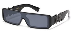 LOCS Sunglasses Big LOCS Logo Flat Top Black Plastic Frame Dark Shield Lenses.