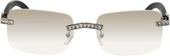 Eyewear Modern Designer Rectangle Retro Black Clear Lens Metal Luxury Woodgrain