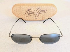 Maui Jim Sport Kailua MJ 453-02 Gunmetal Grey Polarized Rimless Wire Sunglasses