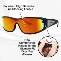 BattleVision Wrap Arounds Polarized Sunglasses Fits Over Your Glasses-2 Pairs!