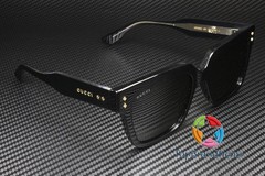 GUCCI GG1084S 001 Rectangular Squared Black Crystal Grey 54 mm Men’s Sunglasses