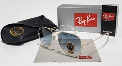 New Ray-Ban RB3025 Aviator Pilot Sunglasses Gold Frame Gradient Blue Lens 58mm