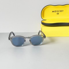 Moscot Lemtosh Crystal Grey Frame Blue Lens Sunglasses 49 Size w/ Case
