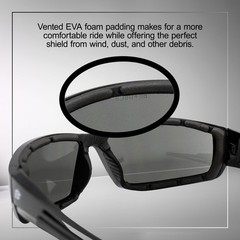 2 Pairs of Birdz Eyewear Swoop Anti-Fog Padded Motorcycle Sunglasses Black Frame