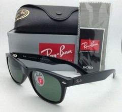 New Ray-Ban Sunglasses NEW WAYFARER RB 2132 901/58 55-18 Black w/Green Polarized
