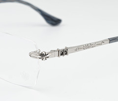 Chrome H Rimless Titanium Eyeglasses Silver Rectangle Optical Glasses